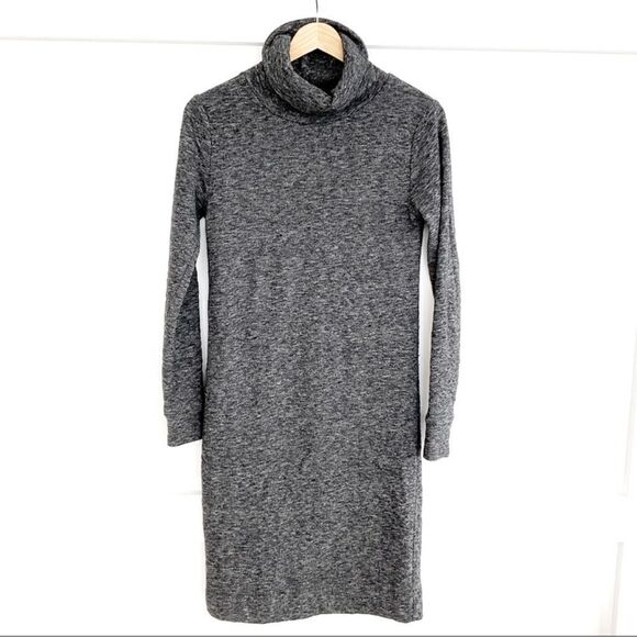 Madewell Long Sleeve Turtleneck Sweater Dress Marled Grey Wool M - Picture 1 of 7
